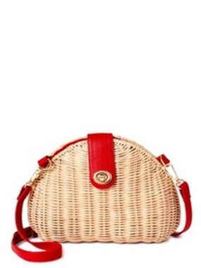 Nanette Lepore Rattan Wicker Dome Crossbody Bag